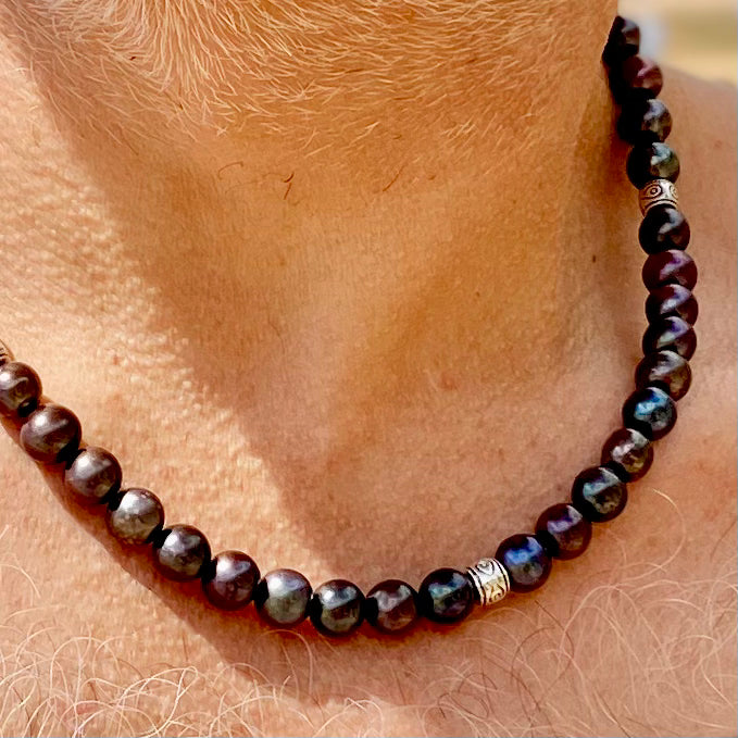 Freshwater Black Pearl and Silver Necklace